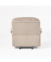 Luxurious Manual Recliner Chair In Coffee, Skin-Friendly Fabric, Dual Cup Holders