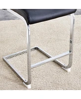 Streamdale Furniture A set of two black chairs, including Pu pads + silver metal legs. Small size, suitable for some people, suitable for dining room,