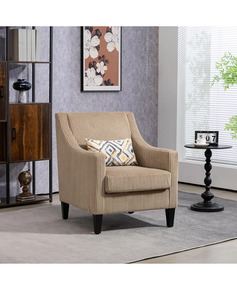 Streamdale Furniture Modern Accent Chair, Upholstered Armchair with Scooped Arms for Bedroom, Apartment, Studio, Office, Waiting Room(Camel Corduroy)