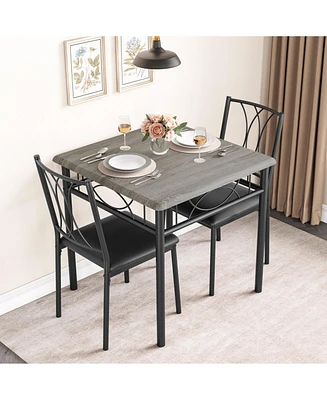 gaomon Dining Table Set for 2, Kitchen Table and Chairs, Square Dining Room Table Set , 3 Piece Dining Table Set , Rustic Grey