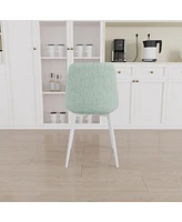 Streamdale Furniture A set of 4 dining chairs, modern kitchen dining chairs, linen padded chairs, and sturdy white metal leg decorated dining chairs.