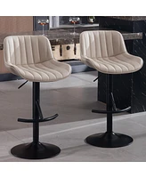 Adjustable swivel Light Luxury Premium bar stool for Kitchen Counter and Dining Room set of 2 Khaki