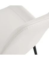 Streamdale Furniture White artificial leather backrest cushion dining chair, black metal legs, curved widened cushion design for more comfort, suitabl