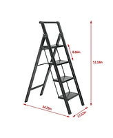 Flynama 4 Step Stool Folding Step Stool with Handrails, Sturdy Step Stool for Adult, Gorilla Ladders 500LBS Capacity Sturdy& Portable Ladder for Home