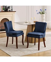 Streamdale Furniture Modern Dining Chairs Set of 2,Double-layer Cushioned Chenille fabric Upholstered Accent Side Leisure Chairs with Mid Back and Cur