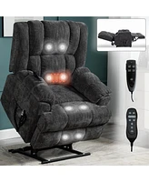 Streamdale Furniture Dual Motor Heat Massage Infinite Position Up to 350 Lbs Electric Power Lift Recliners with Power-Remote, Medium