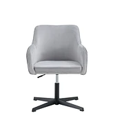 Streamdale Furniture Modern Desk Chair no Wheel, Ergonomic Office Chair Home Office Upholstered Chair, Swivel Arm diining Chairs with Metal Legs, Comp