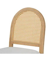 Streamdale Furniture 4 Retro Upholstered Chairs with Rattan Backrests for Dining Room and Kitchen (Natural Wood Wash)