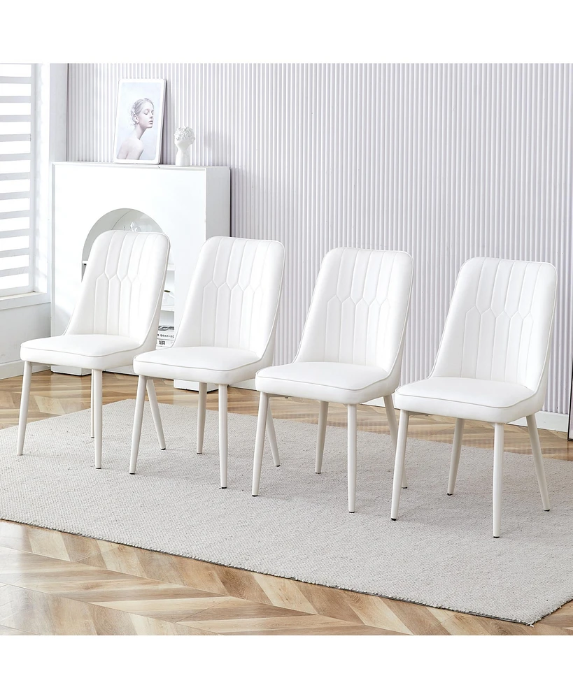 Streamdale Furniture White dining chairs and living room chairs. Metal legs provide strong support, suitable for kitchens, living rooms, and restauran