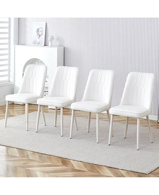 Streamdale Furniture White dining chairs and living room chairs. Metal legs provide strong support, suitable for kitchens, living rooms, and restauran