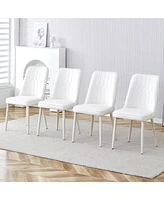 Streamdale Furniture White dining chairs and living room chairs. Metal legs provide strong support, suitable for kitchens, living rooms, and restauran