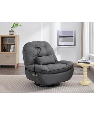 Power Recliner Swivel Glider Usb Charger With Bluetooth Music Player Different Function Sleep Working Game and Leisure Model Grey
