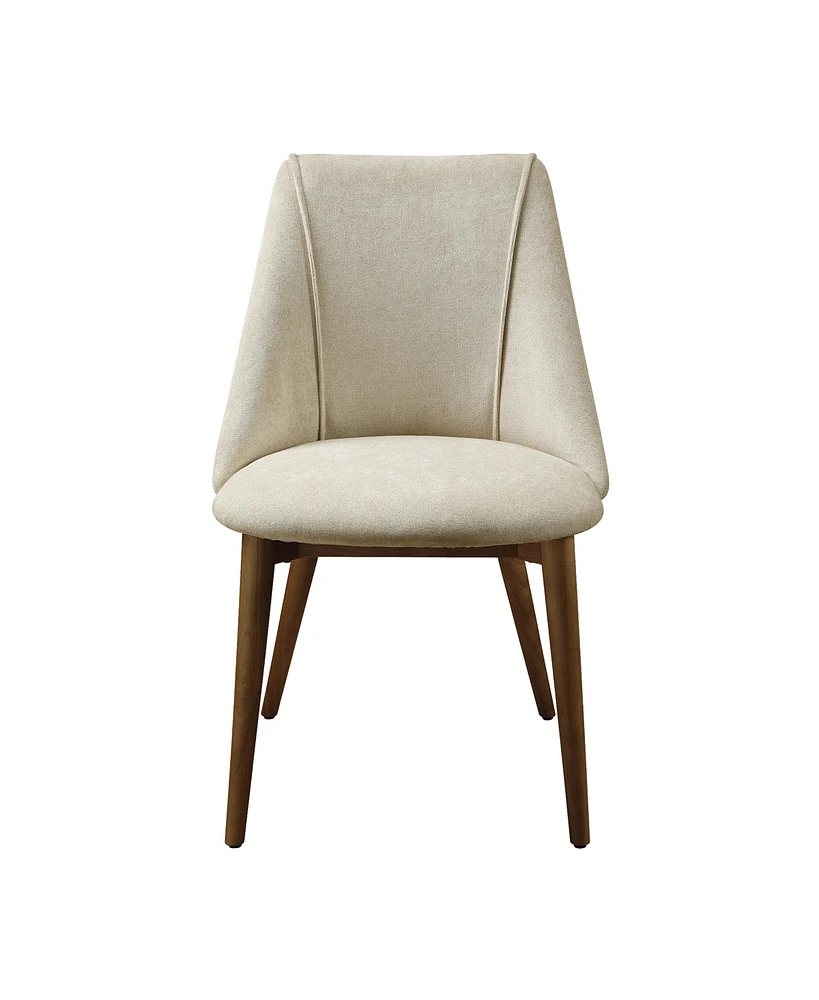 Streamdale Furniture Willene Side Chair (Set-2), Beige Fabric & Walnut Finish