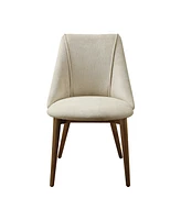 Streamdale Furniture Willene Side Chair (Set-2), Beige Fabric & Walnut Finish