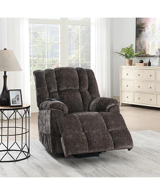 Streamdale Furniture Pacay Power Recliner w/Lift, Heating & Massage, Brown Velvet