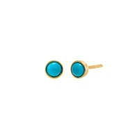 By Adina Eden Mini Turquoise Bezel Stud Earring 14K