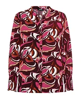 Olsen Women's Long Sleeve Retro Print Tunic Shirt