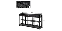 Slickblue Retro Console Sofa Table - Ample Storage Buffet Cabinet with Open Shelves & 3 Drawers for Entryway