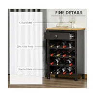 Slickblue Stylish Dark Brown Kitchen Storage Cabinet & Wine Cabinet – 16-Bottle Wine Rack