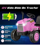 Hongge 12V Kids Ride On Tractor with Trailer and Remote Control