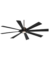 Possini Euro Design 70" Defender Large Modern Industrial Indoor Outdoor Ceiling Fan 8 Blade Led Light Remote Control Oil Rubbed Bronze Finish Black Bl