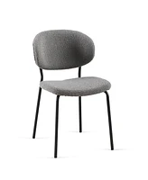 Streamdale Furniture Grey Boucle Fabric Dining Chairs Set of 4, Modern Dining Room Chairs with Black Metal Legs, Armless Kitchen Chair for Dining Room