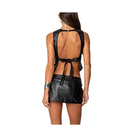 Edikted Women's Frances Backless Faux Leather Top