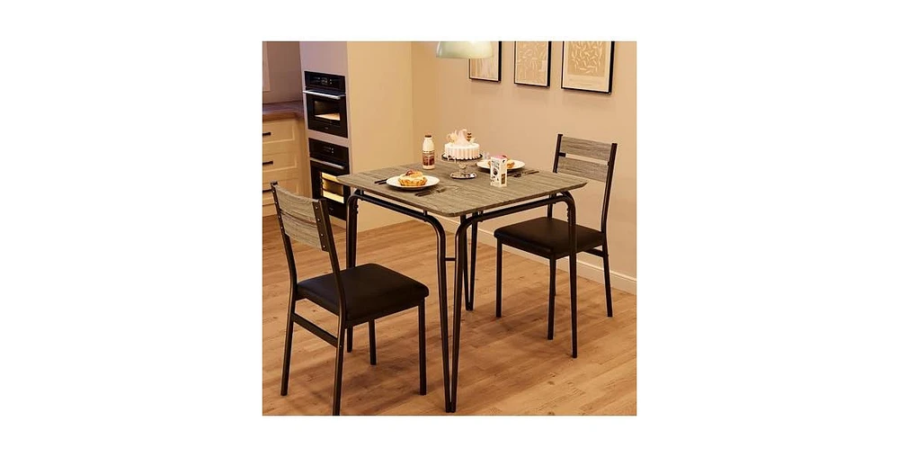 gaomon Dining Table for 2, Small Table and Chairs Set of 2, Square Dinette Set for 2, Dinner Table Set,Grey