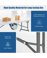 Sugift 6 Ft Portable Folding Camping Table with Carrying Handle for Picnic