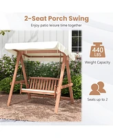 Sugift Outdoor 2-Seat Swing Bench w/ith A Frame and Sturdy Metal Hanging Chainsx