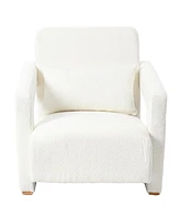 Mirod Sleek Right-Angle Armrests, Ergonomic Lumbar Support, Square Wooden Block Legs, Inclined Seat for Comfort, Artistic Statement Piece for Living r