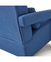 Modern Upholstered accent chair, Comfortable Linen Fabric with a pillow for Living room, bedroom. Linen, Navy Blue