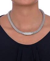 Diamond Pave Dew Drop Bar Mesh 18" Collar Necklace (3/4 ct. t.w.) in Sterling Silver