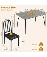 gaomon Kitchen Table and Chairs for 4 with with Chamfer Design, Dining Table Set with Cushion Seats