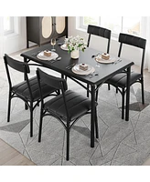 gaomon Dining Table Set, Kitchen Table and Chairs for 4, Table Set with 4 Upholstered Chairs, 5 Piece Dining Table Set,Black