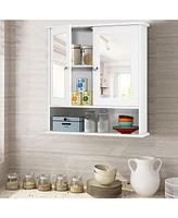 Sugift Bathroom Wall Mount Mirror Cabinet Organizer-White