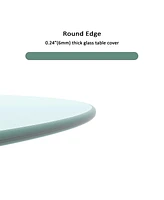 Lovmor 20" Inch Round Tempered Glass Table Top Clear Glass 1/4" Inch Thick Round Polished Edge ，Transparent