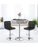 Sugift 360° Swivel Cocktail Pub Table with Sliver Leg and Base-Black