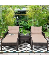 Sugift 5 Pcs Patio Rattan Wicker Sofa Furniture Set
