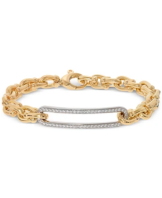 Diamond Bar Horseshoe Link Bracelet (5/8 ct. t.w.) in Sterling Silver & 14k Gold-Plate