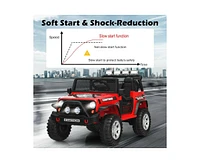 Sugift 12V Kids Remote Control Electric Ride On Truck Car with Lights and Music -Red