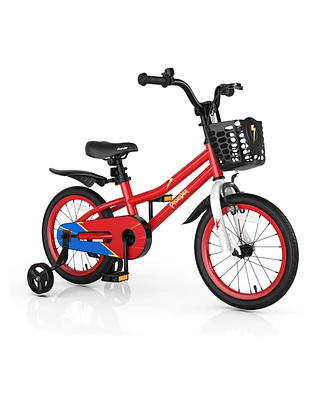 Sugift 16 Inch Kids Bike with Removable Training Wheels-Red