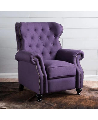 Streamdale Furniture Accented Push Back Recliner Chair With Rolled Arms In Plum, Enjoy Cocooning Comfort