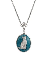 2028 Enamel Oval Cat Locket Necklace