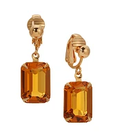 2028 Topaz Crystal Rectangular Drop Clip Earrings