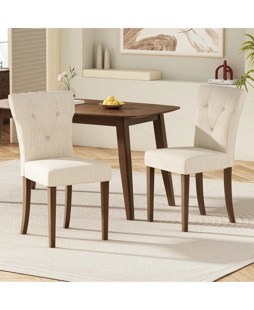 Streamdale Furniture Dining Chairs Set of 2, Upholstered Kitchen & Dining Room Chairs(Cream)