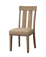 Streamdale Furniture Nathaniel Side Chair (Set-2), Slatted Back, Fabric & Maple (2Pc/1Ctn)