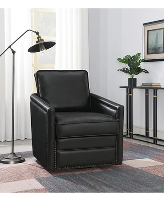 Streamdale Furniture Rocha Accent Chair w/Swivel, Black Leather Aire