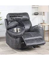 Streamdale Furniture Hirah Motion Glider Recliner, Dark Gray Polish Microfiber