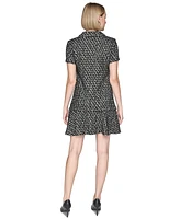 Karl Lagerfeld Paris Women's Metallic Tweed Embellished-Button Dress